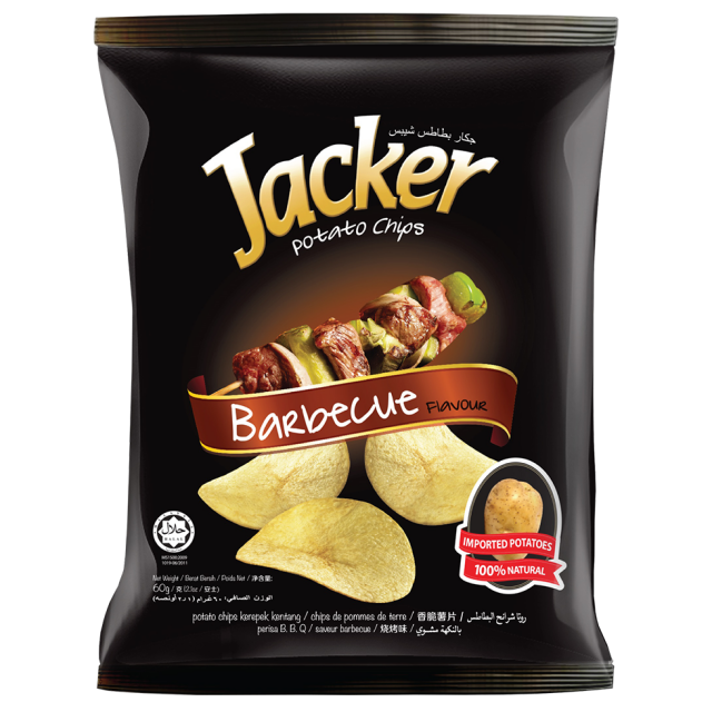 Jacker Potato Chips 60g BBQ – Oriental Food Industries Sdn Bhd