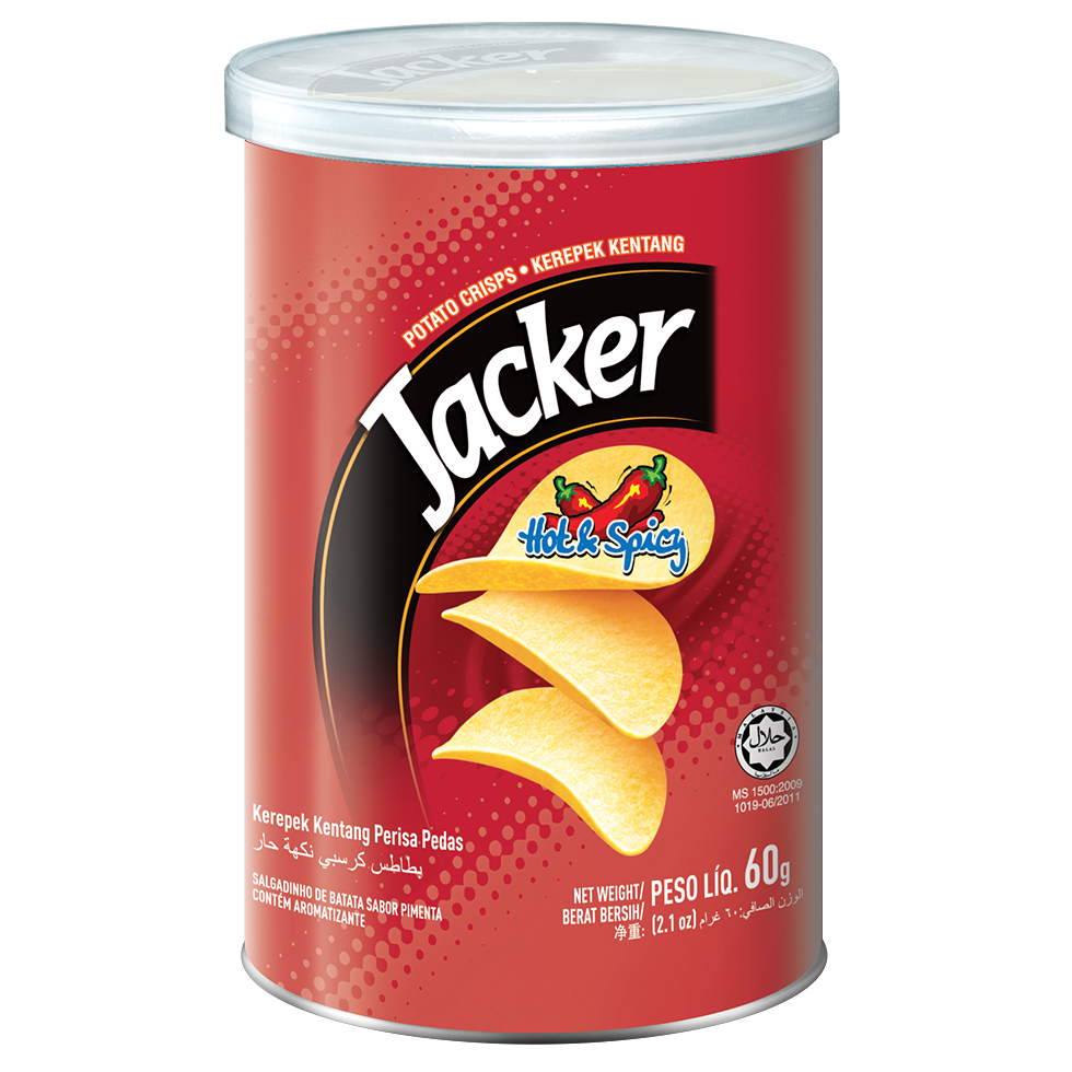 Jacker Potato Crisps 60g Hot & Spicy – Oriental Food Industries Sdn Bhd