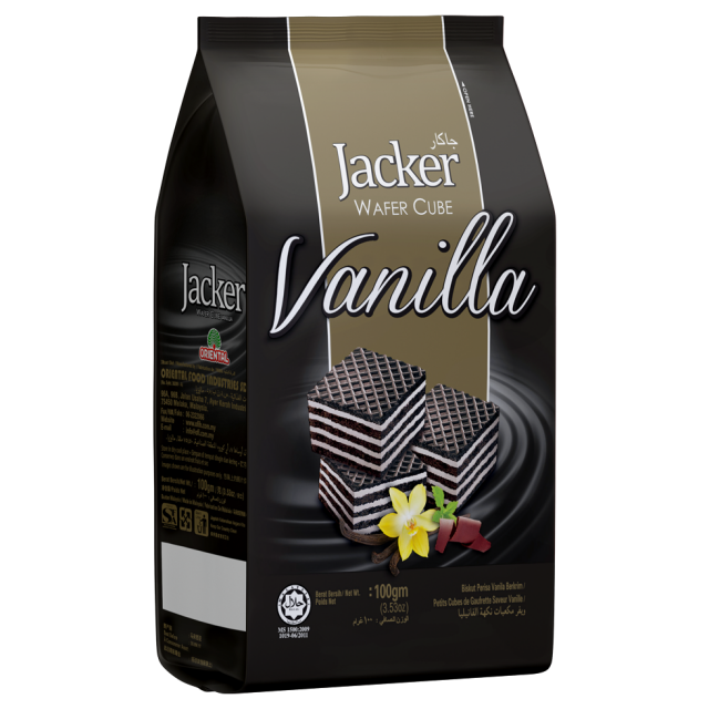 Jacker Wafer Cube 100g Vanilla Oriental Food Industries Sdn Bhd
